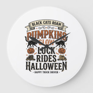 Halloween vrachtwagenchauffeursshirt met zwarte ka grote klok