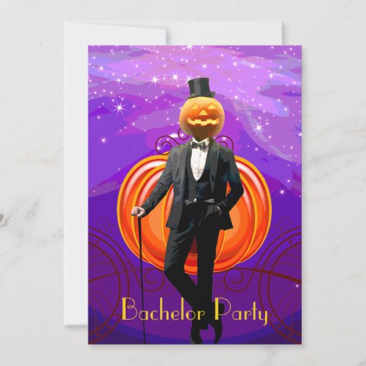 Halloween vrijgezellenfeest met pompoen bruidegom kaart (Voorkant)