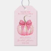 Halloween Vrijgezellenfeest Roze Pompoen Dank u Cadeaulabel (Voorkant)