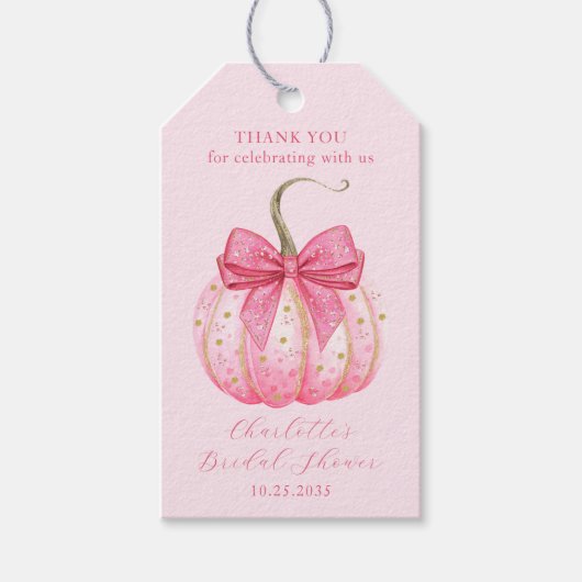Halloween Vrijgezellenfeest Roze Pompoen Dank u Cadeaulabel (Voorkant)