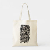 Halloween Vrouw met Oranje ogen Skelet Tote Bag (Achterkant)