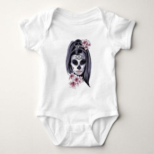 Halloween Vrouw Sugar Skull T-shirt (Voorkant)