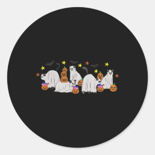 Halloween Vrouwen Kat Ghost Borduurwerk Effect Ont Ronde Sticker