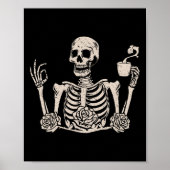 Halloween Vrouwen Mannen Funny Skeleton Drink Koff Poster (Voorkant)