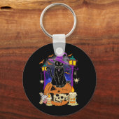 Halloween Vrouwen Mannen Kinder Halloween Black Ca Sleutelhanger (Voorkant)