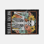 Halloween Vrouwen Nooit Beter Skelet Bloemenschede Fleece Deken (Voorkant (Horizontaal))