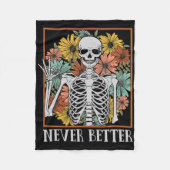Halloween Vrouwen Nooit Beter Skelet Bloemenschede Fleece Deken (Voorkant)