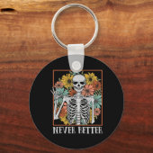 Halloween Vrouwen Nooit Beter Skelet Bloemenschede Sleutelhanger (Voorkant)