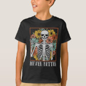 Halloween Vrouwen Nooit Beter Skelet Bloemenschede T-shirt (Voorkant)