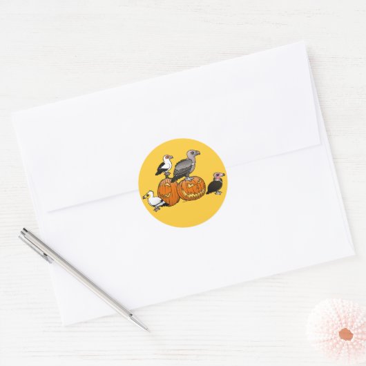 Halloween Vultures Ronde Sticker (Envelop)