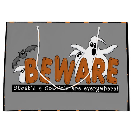 Halloween Waarschuwing grote cadeauszak Groot Cadeauzakje (Voorkant)