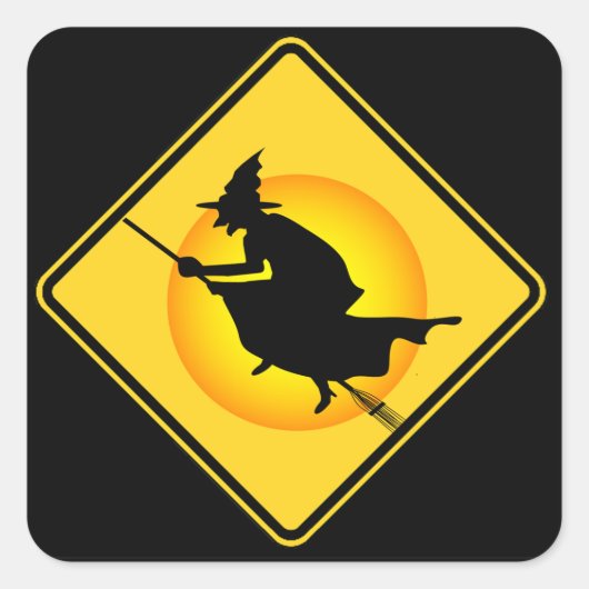 Halloween Waarschuwing Heks Stickers (Voorkant)