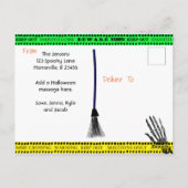 Halloween Waarschuwingstape Gevangen achter Muur Briefkaart (Achterkant)