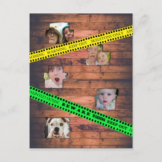 Halloween Waarschuwingstape Gevangen achter Muur Briefkaart (Voorkant)