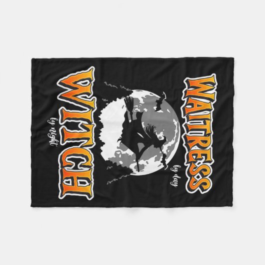 Halloween Waitress Witch, Funny Cute Restaurant Se Fleece Deken (Voorkant (Horizontaal))