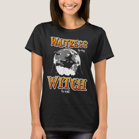 Halloween Waitress Witch, Funny Cute Restaurant Se T-shirt (Voorkant)