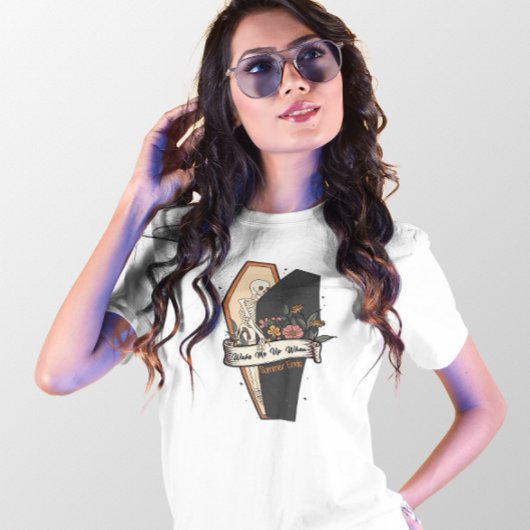 HALLOWEEN WAKKER ME ALS DE ZOMER EINDIGT SKELET T-SHIRT