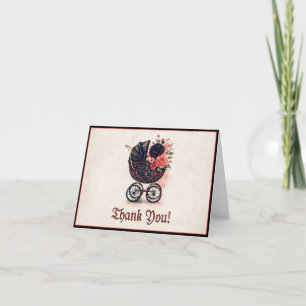 Halloween  wandelwagen Baby shower Bedankkaart