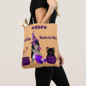 Halloween Wanging Wandering Witch Oranje Cute Cat Tote Bag (Dichtbij)