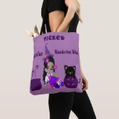 Halloween Wanging Wandering Witch Paarse Cute Fun Tote Bag (Dichtbij)