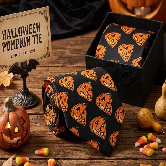 Halloween Wankele Pompoen Stropdas