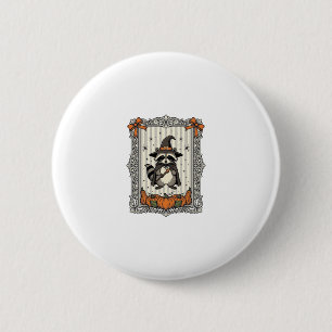 Halloween Wasbeer Heks Pompoen Vintage Schattig_1 Ronde Button 5,7 Cm