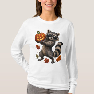 Halloween Wasbeer Zonnebril Pompoen Borduurwerk T-shirt