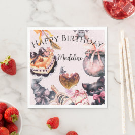 Halloween Watercolor Coquette Verjaardagsfeestje Servet