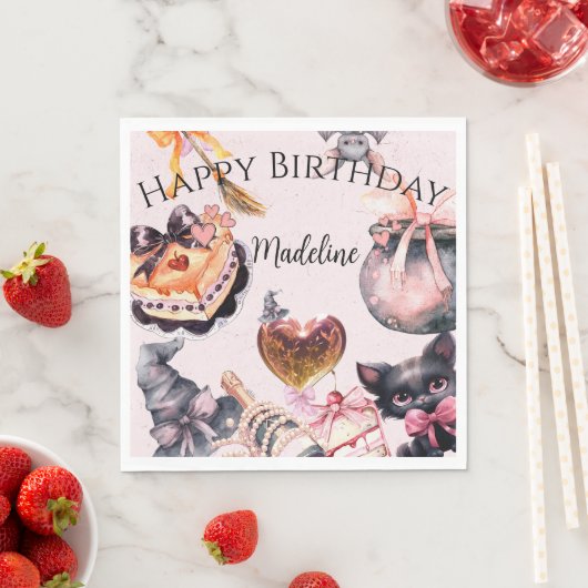 Halloween Watercolor Coquette Verjaardagsfeestje Servet (Insitu)