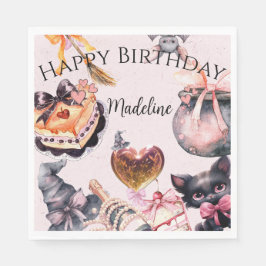 Halloween Watercolor Coquette Verjaardagsfeestje Servet