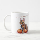 Halloween waterverf bengalen kat met pompoen koffiemok (Links)