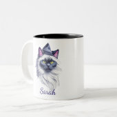 Halloween waterverf birman cat in heks pet tweekleurige koffiemok (Voorkant links)