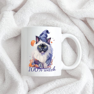Halloween waterverf birman cat in heks pet tweekleurige koffiemok
