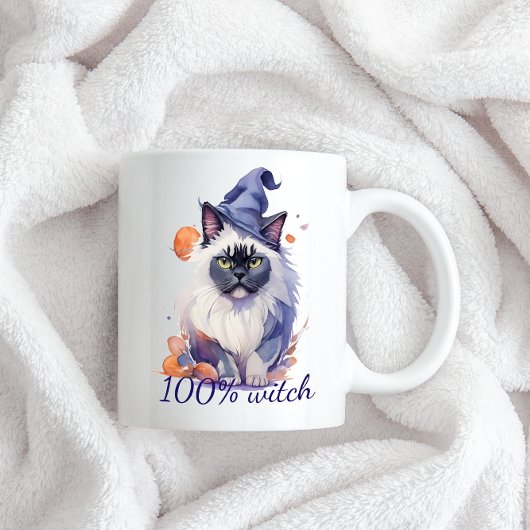 Halloween waterverf birman cat in heks pet tweekleurige koffiemok