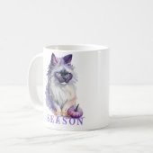 Halloween waterverf birmankat met pompoen koffiemok (Voorkant links)