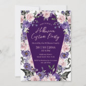 Halloween waterverf Bloemen paarse Roze Partij Kaart (Voorkant)