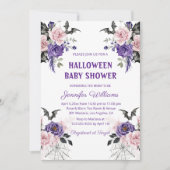 Halloween waterverf bloemengotisch baby shower kaart (Voorkant)