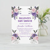 Halloween waterverf bloemengotisch baby shower kaart (Staand voorkant)