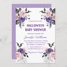 Halloween waterverf bloemengotisch baby shower kaart