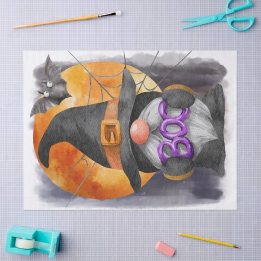 Halloween Waterverf Boo Gnome Tissuepapier (Craft)