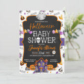 Halloween Waterverf Botten Baby shower Kaart (Staand voorkant)