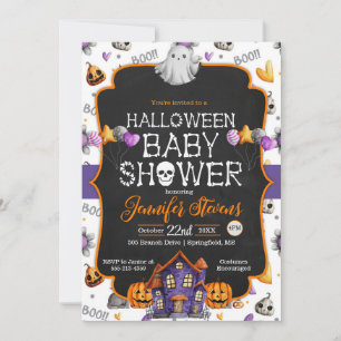 Halloween Waterverf Botten Baby shower Kaart