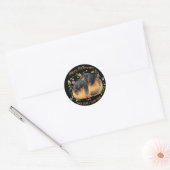 Halloween - Waterverf Cute Kitten en Pumpkin Ronde Sticker (Envelop)