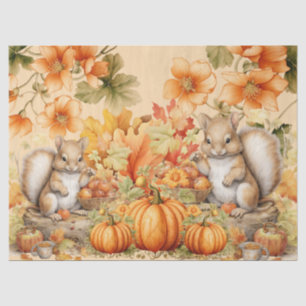 Halloween Waterverf Eekhoorns Pompoenen Decoupage Tissuepapier