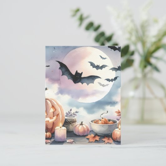 Halloween-waterverf Feestdagenkaart (Staand voorkant)