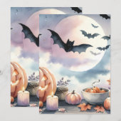 Halloween waterverf feestdagenkaart (Voorkant / Achterkant)