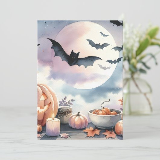 Halloween waterverf feestdagenkaart (Staand voorkant)