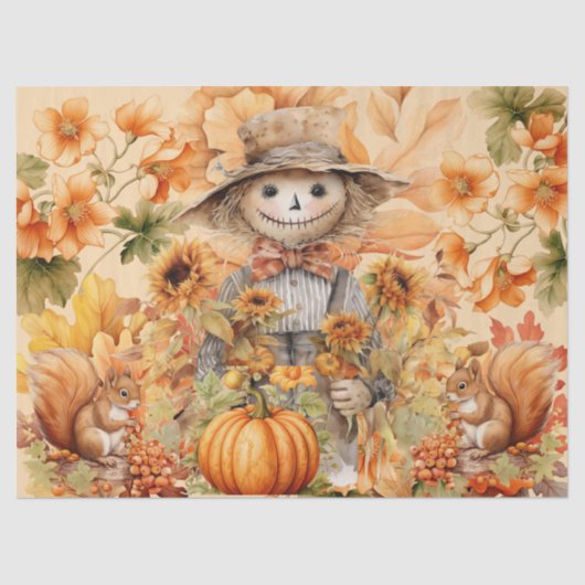 Halloween Waterverf Foliage & Scarecrow Decoupage Tissuepapier (Voorkant)