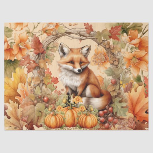 Halloween Waterverf Fox & Pumpkins Decoupage Tissuepapier (Voorkant)