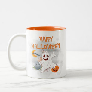 Halloween Waterverf Geest Spelunkig Schattig Tweekleurige Koffiemok